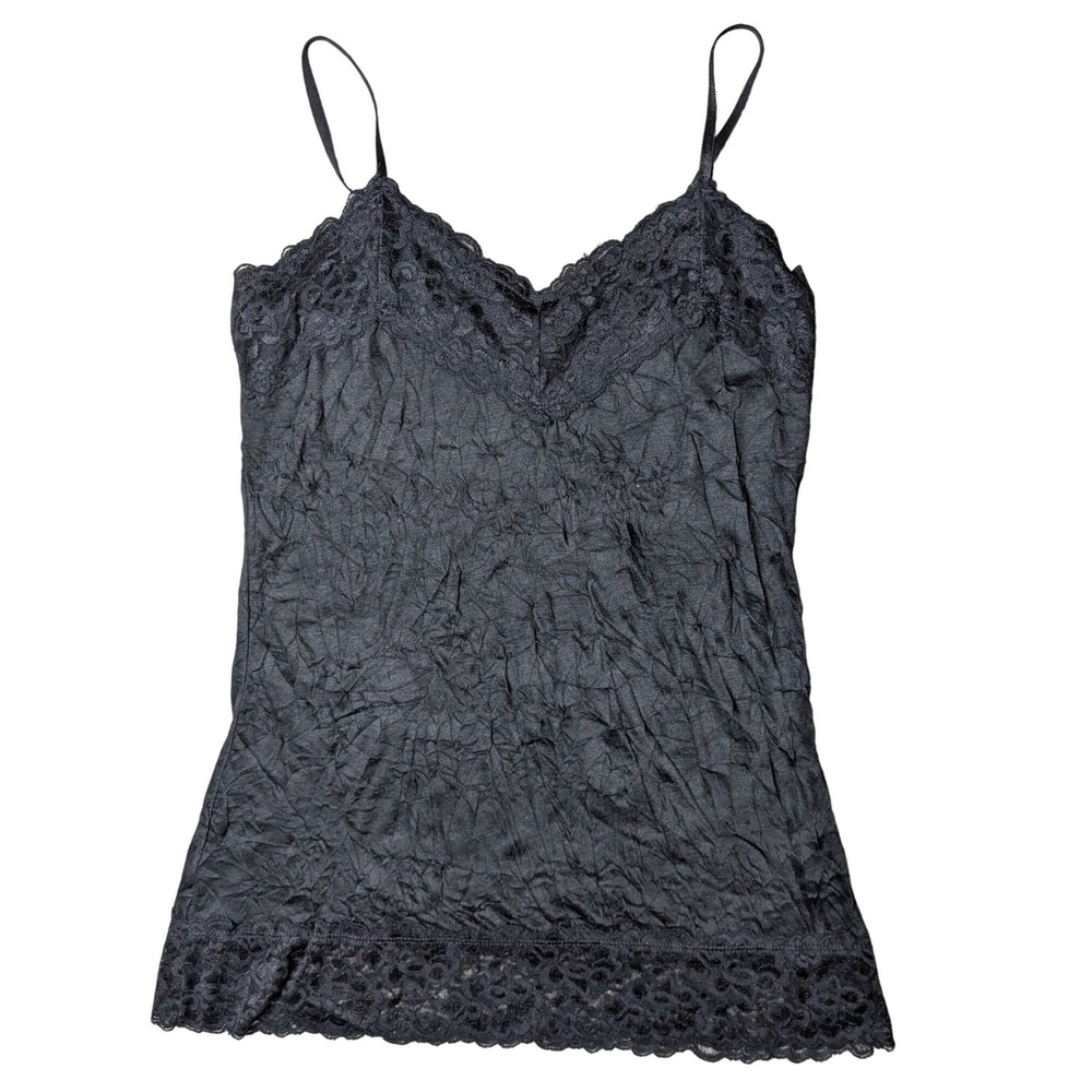 Vanity Y2K Back Lace Trim Crinkle Whimsygoth Cami Tank Top‎ Women's Large
